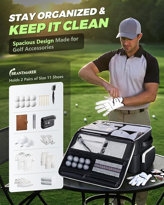BRANTMAKER Golf Trunk Organizer, Golf Accessories for Men/Women to Storage Stuff and Gear, Cool Gifts for Golfers, Dad, Him/Her, Birthday or Father’s Day