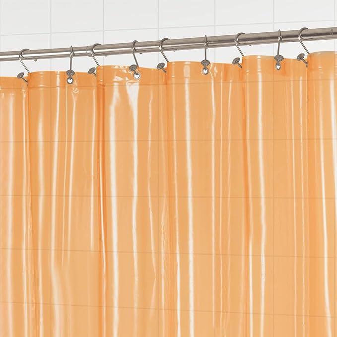 Barossa Design Clear Orange Stall Shower Curtain Liner 36" W x 72" H - Waterproof Lightweight PEVA Plastic Narrow Shower Liner for Small Bathroom,3 Bottom Magnets & Metal Grommets - Clear Orange