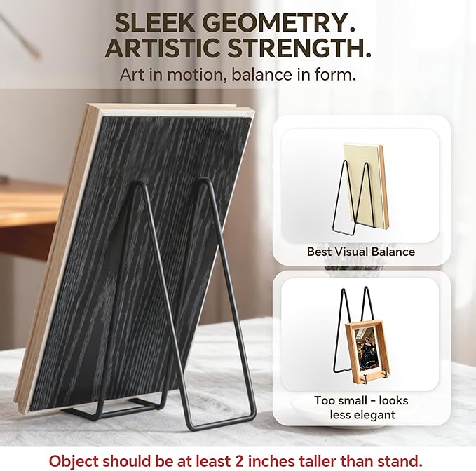 Artliving Metal Plate Stands for Display - 10-Inch Tabletop Holder for Large Decorative Platters, Frames, Plaques, Paintings - Black Iron Display Easels - 2 Pack