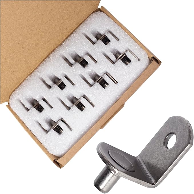 SDTWZW 5mm Shelf Pegs L-Shaped Cabinet Support Pins Bracket Style Clips for Bookcase Kitchen Closet Shelves Holders,16 PCS Gun Metal