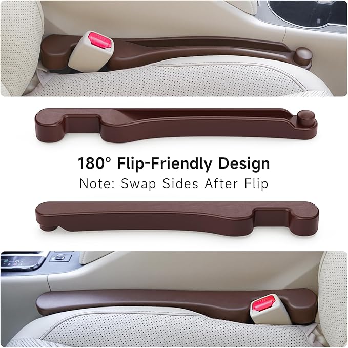 Car Seat Gap Filler 2 Pack Soft Foam Multifunctional Seat Side Gap Filler with Organizer & Hook Function, 3in1 Gap Stopper Universal Fit Car SUV Truck Fill The Gap Between Seat & Console (Espr Brown)
