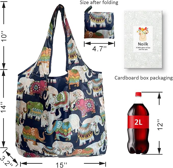 Reusable Grocery bags, 4 Pack - Lightweight And Compact, Grocery Totes Animal Printed, Machine Washable And Durable, Ideal For Groceries, Travel, And Daily Use