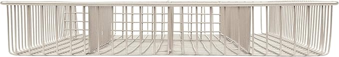 Spectrum Large Wire Silverware Drawer Organizer Satin Nickel 5 Compartment Grid Utensil Holder for Flatware Cutlery Drawer Organization, 11 In Wide Metal Wire Utensil Organized Divider Tray Drawer