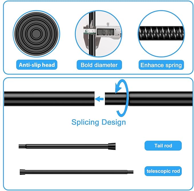 1 Pack Spring Tension Rods 17-38 Inches, 5/8 Inch Diameter Black No Drill Spring Loaded Adjustable Extendable, Small Short Tension Curtain Rod for Windows Kitchen Doorway Closet Cupboard