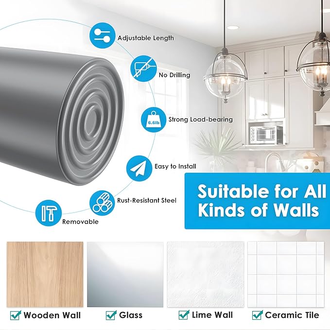 1Pcs Spring Tension Curtain Rod 26-39 inch Spring Tension Rods Silver Tension Rods Adjustable Spring Rod Extendable Tension Rod For Kitchen, Bathroom, Window, Bookshelf,Closet.