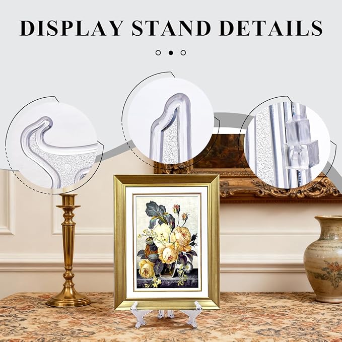 10 Inch Clear Acrylic Easel Stand 2pcs Large Plate Display Holder for Decorative Chargers Wall Art Framed Photos Table Centerpieces Wedding Decor Foldable
