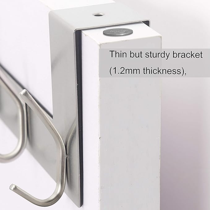 WEBI Over The Door Hook Door Hanger:Over The Door Towel Rack with 6 Hooks for Hanging Coats,Door Coat Hanger Towel Hanger Over Door Coat Rack for Towels,Clothes,Back of Bathroom,Silver
