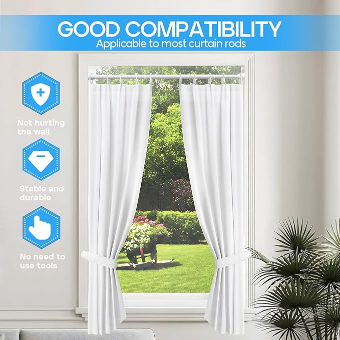 Tension Curtain Rod 1pcs Tension Rods For Windows 28 To 48 Inch Spring Adjustable White Tension Curtain Rod of Bathroom Window Curtain Rod Non Slip Tension Rod