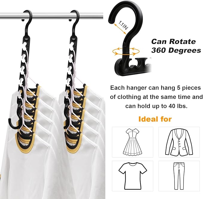 12-Pack-Closet-Organizers-and-Storage,Clothes-Organizer-Hangers for Heavy Clothes Sturdy Home Closet Organization and Storage,College-Dorm-Room-Essentials for Girls,Cloth-Storages-Space-Saving-Hangers