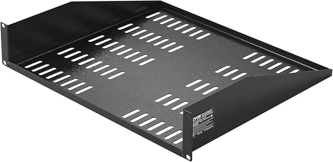 VEVOR 2U Server Rack Shelf - Universal Vented Cantilever Tray for 19 inch Network Equipment Rack & Cabinet, 16" Deep, 50 lbs Weight Capacity, Wall Mount