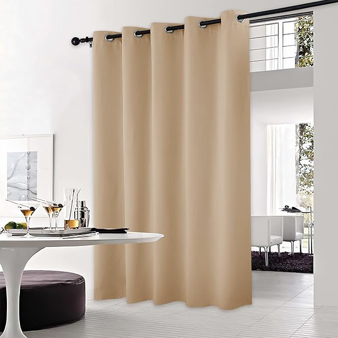 NICETOWN Sliding Door Blinds Window Treatment, Blackout Patio Door Curtain Panels, Privacy Thermal Drape for Department (Biscotti Beige, W70 x L84)