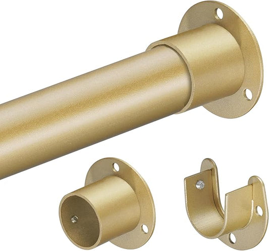 1.3 Inch Diameter Closet Rods for Hanging Clothes 17-28 Inch Adjustable, Metal Heavy Duty Closet Pole, Gold Closet Bar for Hanging Clothes, Suitable for Closet, Wardrobes, Bathroom, Windows