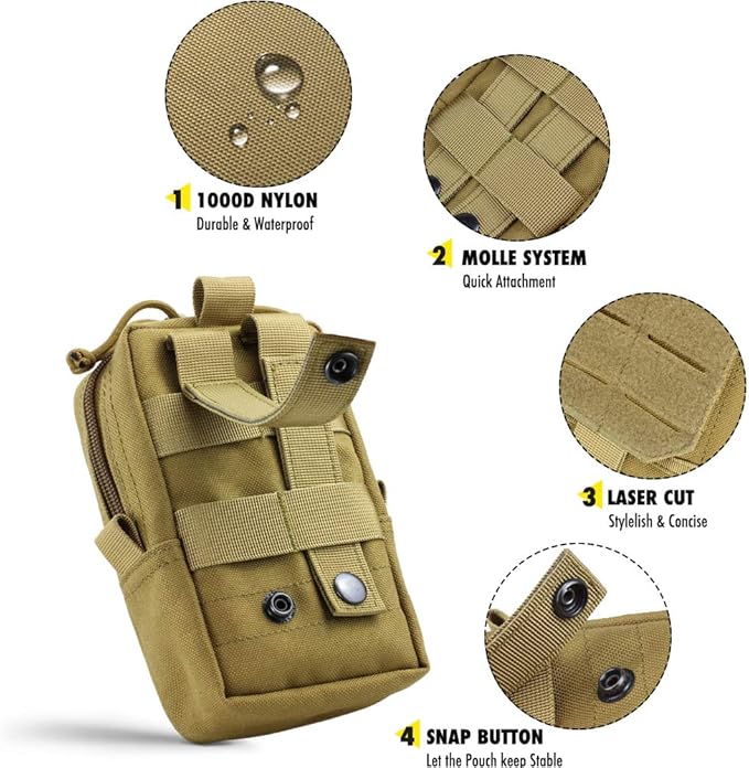 WYNEX Tactical EDC Pouch, Molle Utility Pouches Gadget Organizer Phone Holder Waist Pack Smartphone Pouch Tool Holster Pocket