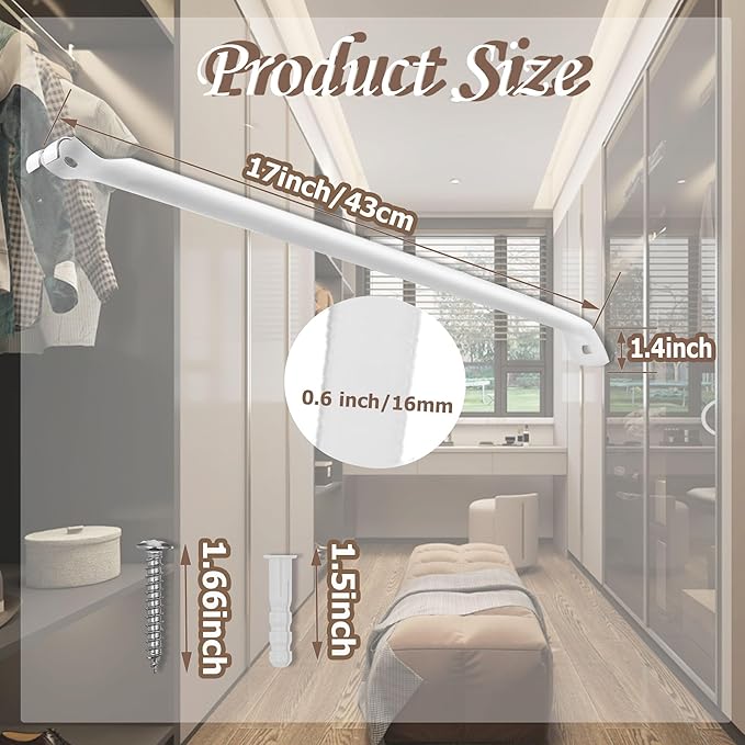 2PCS 12 Inch Wire Shelf Brackets, Heavy Duty Wire Shelving Support Brackets, Closet Rack Support, Closet Wire Shelf Support Brackets for Laundry, Closet, Garage