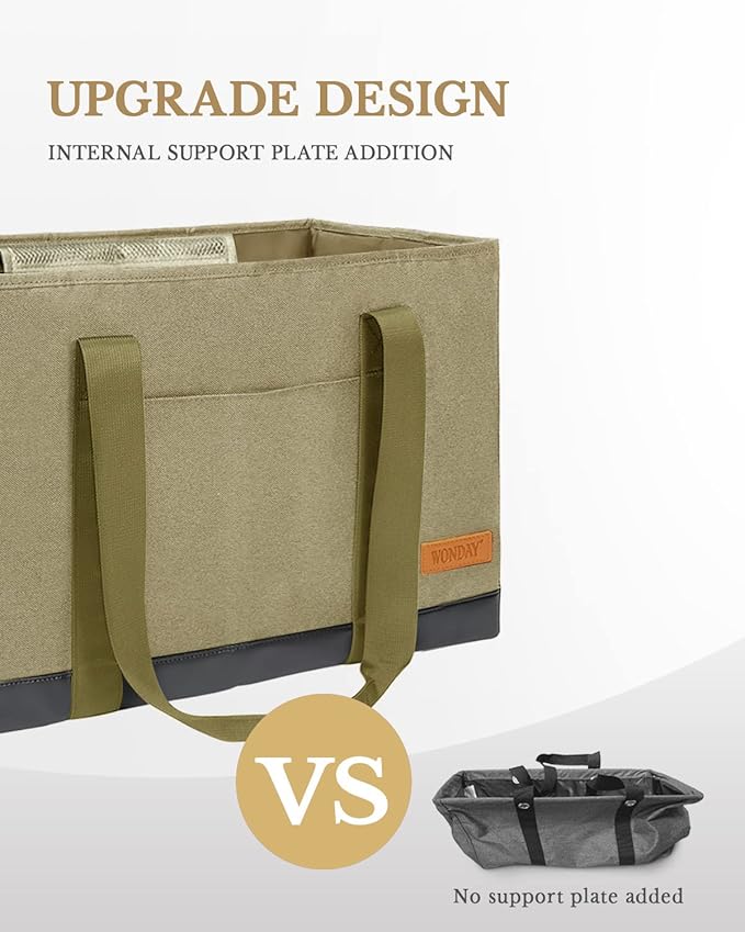WONDAY Extra Large Utility Tote Bag - Standing Reusable Grocery Bag with Handle, Collapsible Storage for Shopping, Beach