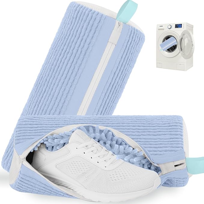 Shoe Washing Machine Bag Laundry Shoe Bag for Washer and Dryer Reusable 2pc Shoe Cleaning Bags for Sneakers 360° Deep Cleaning Machine for All Shoes Types With Invisible Zipper