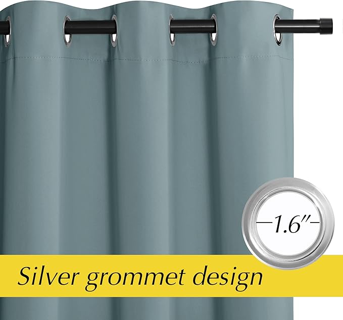 NICETOWN Blackout Curtains - Grommet Thermal Insulated Room Darkening Bedroom and Living Room Curtain, Grommet Closet Curtains Temporary Door, Single Panel, 42 x 95 Inch, Greyish Blue