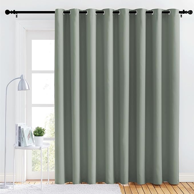 NICETOWN Lower Noise Room Divider Curtain Screen Partitions, Sage Green, 1 Panel, 84" Tall x 120" Wide, Blackout Sound Reducing Divider Room Curtain Panel for Doorway/Window/Sliding Door/Patio