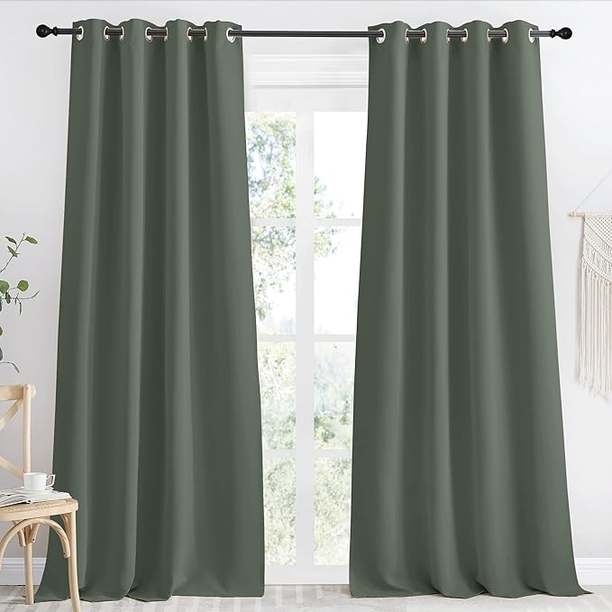 NICETOWN Blackout Curtain 118 inch Long, W55 x L118, 1 Panel, Dark Mallard, Thermal Insulated Window Treatment with Grommet Room Darkening Thermal Insulated Panel for Bedroom/Living Room