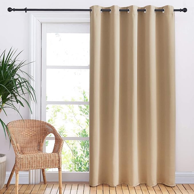 NICETOWN Sliding Door Blinds Window Treatment, Blackout Patio Door Curtain Panels, Privacy Thermal Drape for Department (Biscotti Beige, W70 x L84)