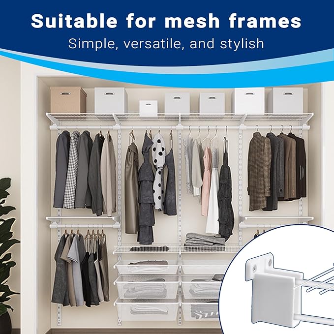 8 Pack Wire Shelf End Bracket, Designed for Closetmaid Wire Shelving, Wall Mount Brackets for Shelves Closet, Screws Included, Wire Shelf Clips, Wall Shelf Brackets, Closet Wire Shelving