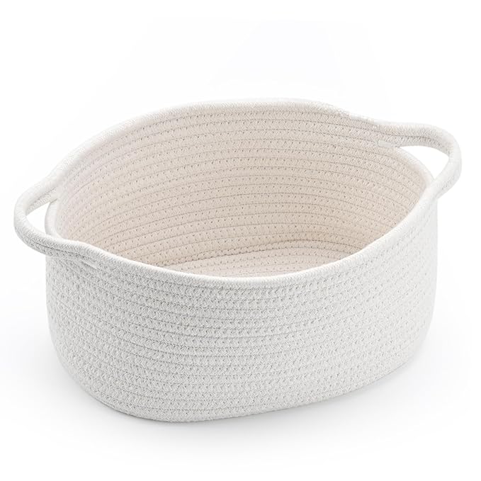 Happyiren Cute Woven Easter Basket with Handle, Baskets for Gifts Empty, Present Containers for Raffle Baby Shower Burr Basket, Decorative Organizer Box for Storage Baby Toy, 13" D x 8" W x 6" H