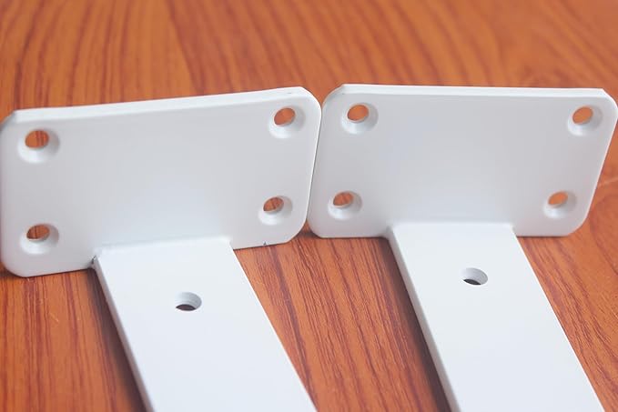 4 Pack - 10 inch White Hidden L Shelf Bracket (1/5 Inch Thicked) Iron Floating Shelf Brackets Rustic Industrial Metal Brackets for Shelf Support