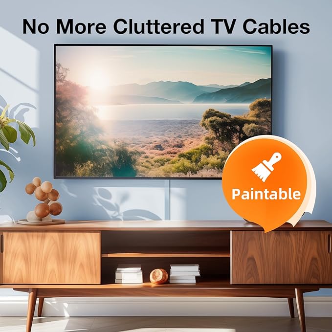 Delamu Cord Hider, 56.7in Cord Covers for 2-3 Wires on Wall, Paintable Cable Hider Wire Covers for Cords, Self-Adhesive Cable Cover Management, Easy Set-up Wires Hiders for TV, W0.95 x H0.55in, White