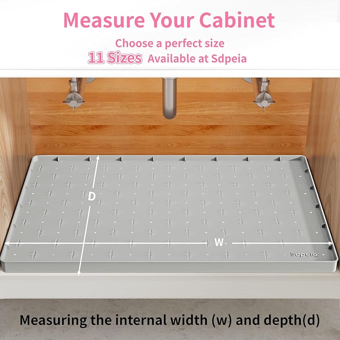 Sdpeia Under Sink Mat 31"×22" Waterproof Silicone Cabinet Liner & Sink Protector for Kitchen & Bathroom, Multi-Purpose Organizers Tray for Pets, Laundry, Cat Litter Mat