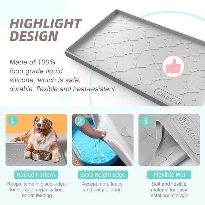 SIKADEER 31" x 19" Under Sink Mat Waterproof, Silicone Mat Kitchen Drawer Shelf and Cabinet Liner, Sink Protector for Kitchen Organizers and Storage, Boot Tray Pet Food Mats