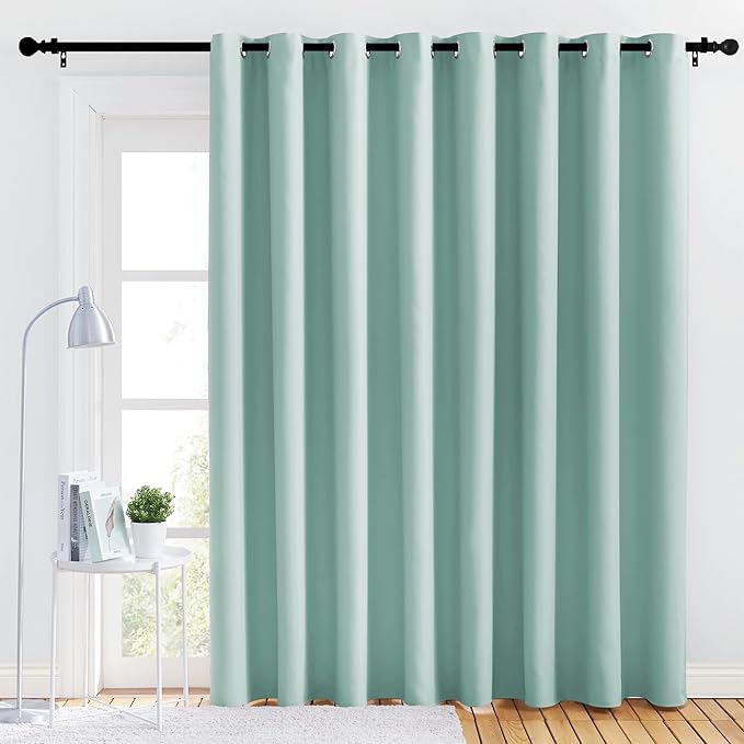 NICETOWN Bedroom Blackout Curtain Panel - (120 inches by 90 inch, Aqua Blue, 1 PC) Energy Saving Thermal Insulated Grommet Blackout Drapery for Patio, Room Divider Curtain