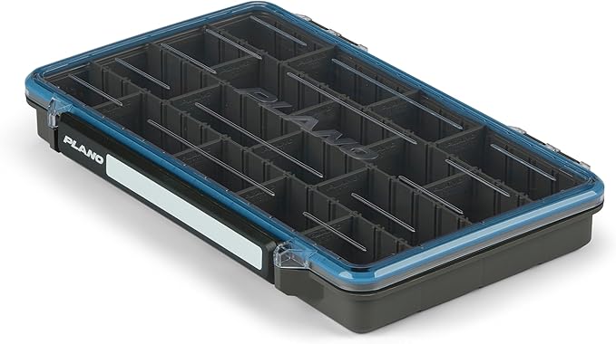 Plano StowAway 3700 Waterproof Stow Tackle Box, IPX7 Waterproof, with Rustricor, Single Latch Design, Transparent DuraView Lid, Stackable Storage for Fishing Bait, Lures and Gear