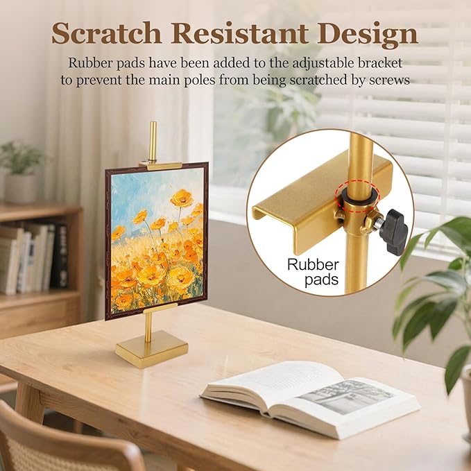1pcs Adjustable Tabletop Easel Stand for Picture Frames, Picture Easels for Display, Gold Easel, Picture Frame Stand, Adjustable Art Easel.(18inch,Gold)