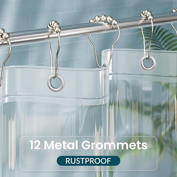 Titanker 2 Pcs Shower Curtain Liner, 72x72 Clear Shower Liner PEVA Lightweight Inside Shower Curtains for Bathroom with Magnets and Grommet