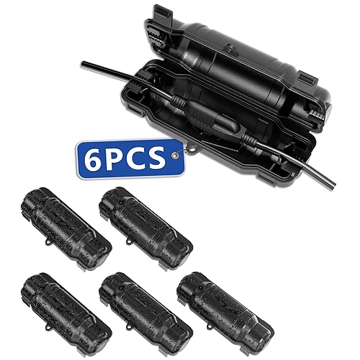 6 Pack Outdoor Extension Cord Safety Cover with Waterproof Seal IP54 Water-Resistant, Weatherproof Electrical Connection Box with 2 Latches, Plug, Socket, Holiday Decoration Light, Black