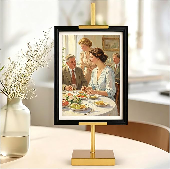 1pcs Adjustable Tabletop Easel Stand for Picture Frames, Picture Easels for Display, Gold Easel, Picture Frame Stand, Adjustable Art Easel.(18inch,Gold)