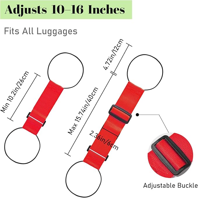 Multi Use Strong Adjustable Luggage Connector Straps for Suitcases,4 Pack Flexible Luggage Accessories Elastic Fastening Bag Strap (Rainbow Red Black Blue)
