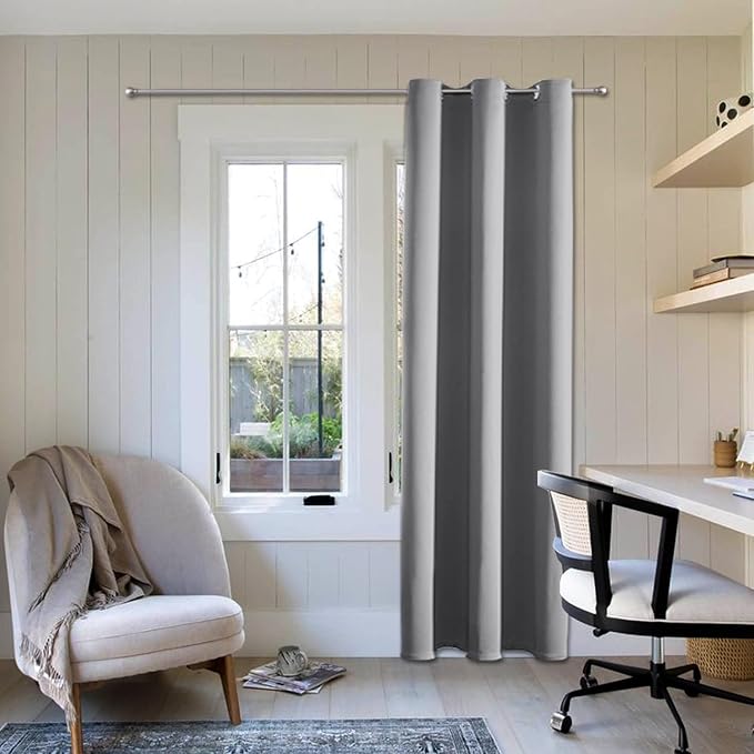ChrisDowa Blackout Curtains 72 inches Long for Bedroom - Grommet Thermal Insulated Room Darkening Curtains for Living Room (1 Panel, Light Grey, 42 x 72 Inch)