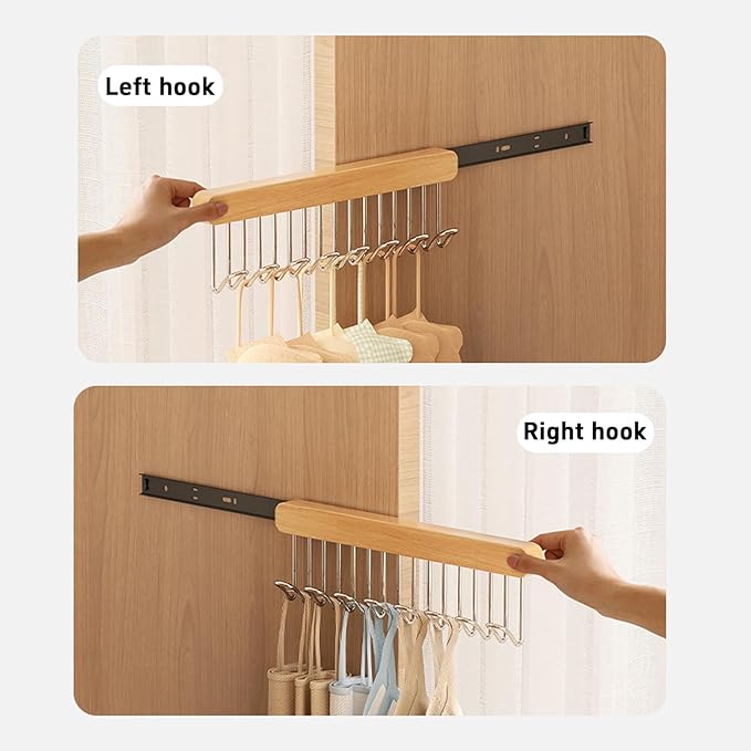 2 pack 16.2 inch valet rods for closets, extendable and pull-out wardrobe pole for belt hangers,tie hangers,bra organizer, closet extender hanging rod with 12 metal hooks, closet valet rod slide out