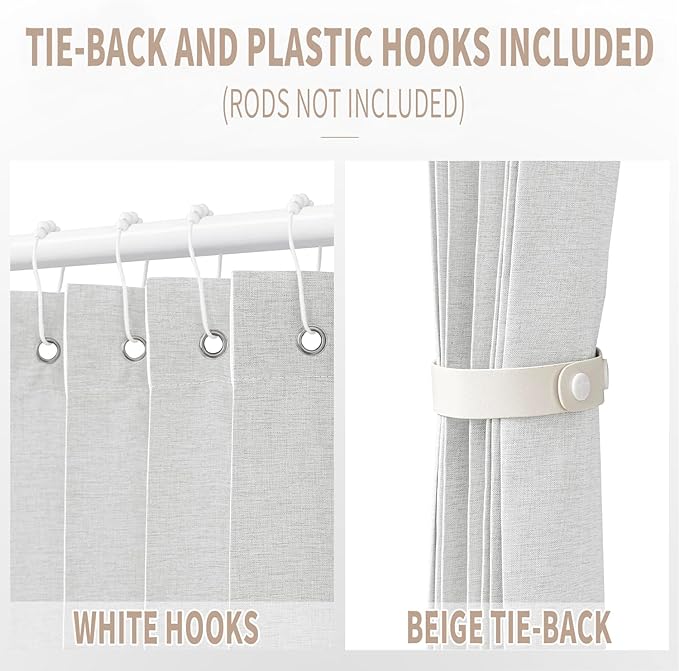 Vatge Accordion Door Curtains for Closet, Laundry Room Curtain for Doorway, Hallway Curtain for Space Privacy, 1 Panel with Tieback, W39 x L78, Stone White