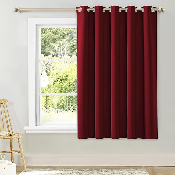 NICETOWN Christmas Burgundy Red Blackout Drapery Curtain - Thermal Insulated Solid Grommet Blackout Curtain/Panel/Drape for Party Present (1 Piece, 70 by 63-Inch)