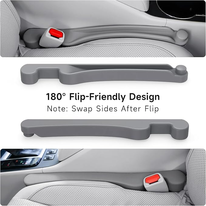 Car Seat Gap Filler Set of 2, 3IN1 Seat Side Gap Filler Plug with Storage Slot & Hook Function, Soft Foam Universal Fit Car SUV Truck Fill Gap Between Seats Console Organizer（Standard Carbon Gray）