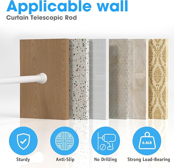 1Pack White Tension Curtain Rods 31 to 62 Inch Small Curtain Rods No Drilling Short Tension Rod Adjustable Spring Curtain Rod for Windows Door Closet Pressure Rod