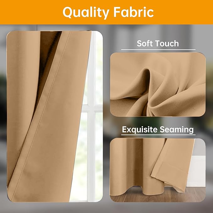 Room Divider Curtains Flexible Ceiling Tracks set Curtain track Ceiling Mount Blackout Curtain for Living Room Bedroom Ceiling Curtain Rod Privacy Dividers Panels W150 x H96 Khaki Drape & Black rail