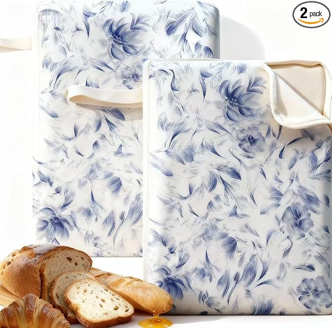 Wide Zipper Access Cotton &Beeswax Bags for Homemade Bread 2 Pack XL Reusable Beeswax Bread Bags for Homemade Bread Freezer Organic Cotton Food Storage Bags to Keep Fresh