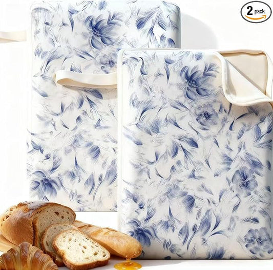 Wide Zipper Access Cotton &Beeswax Bags for Homemade Bread 2 Pack XL Reusable Beeswax Bread Bags for Homemade Bread Freezer Organic Cotton Food Storage Bags to Keep Fresh