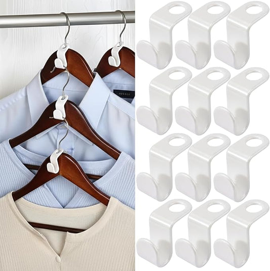 100 Pcs Hanger Hooks Space Saver, Heavy Duty Hanger Connector Hooks, Cascading Hanger Extender for Closet Storage Organization, White Hanger Extender Hooks for Clothes Coats Pants