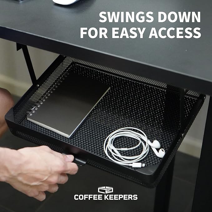 Under Desk Drawer Slide Out – Metal Under Desk Storage Drawer for Office, Home, RV – Slim Under Table Drawer Attachment with Easy DIY Mount, Space Saving Organiser - 11 x 10 x 2.5 in - Black