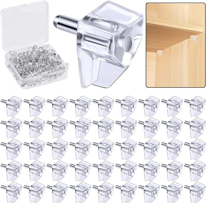3 Millimeters or 1/8 Inch Shelf Support Peg，Support Cabinet Shelf Pins，Clear Plastic Replacement Peg Cabinet Shelf Supports Pins Shelf Holder Locking Pins (50 Pieces)