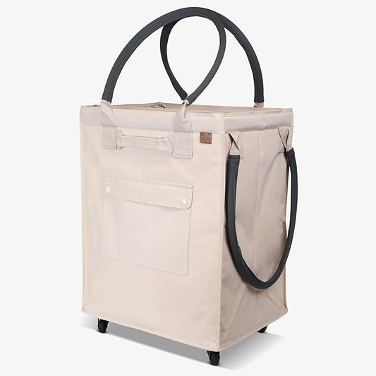 CleverMade Hauler Rolling Tote Bag, 90L Collapsible Portable Shopping Cart with Wheels for Groceries, Laundry, Organization